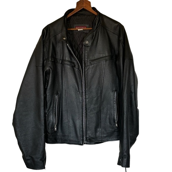Vintage Oversized Black Leather Bomber Motorcycle Jacket - Picture 5 of 11